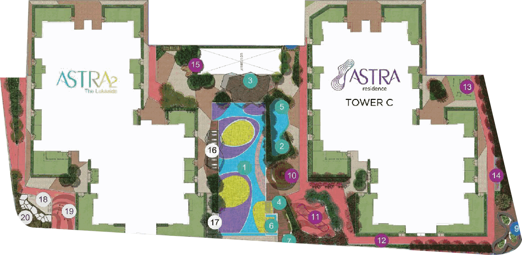 Landscape facilities site plan for Astra2 The Lakeside and Astra Residence Tower C